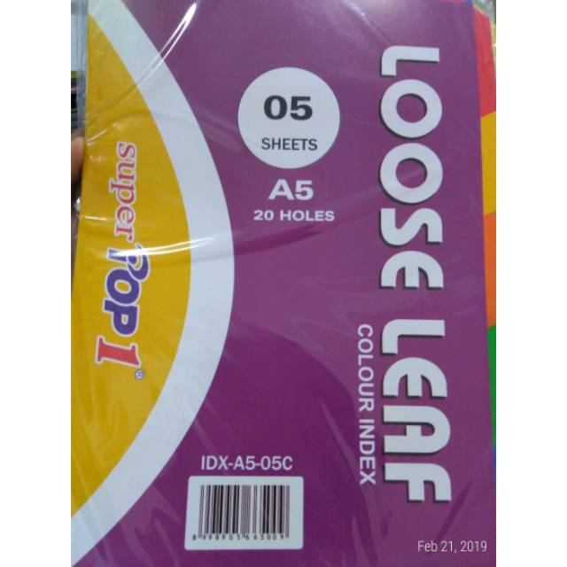 

Pembatas loose leaf A5 pop1 20 holes