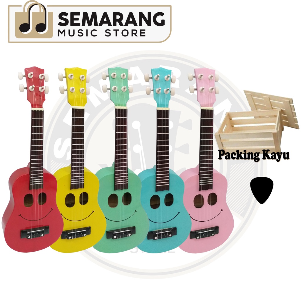Gitar Ukulele Smile Senar 4 Paket Super Komplit-PAKET A PACK KAYU