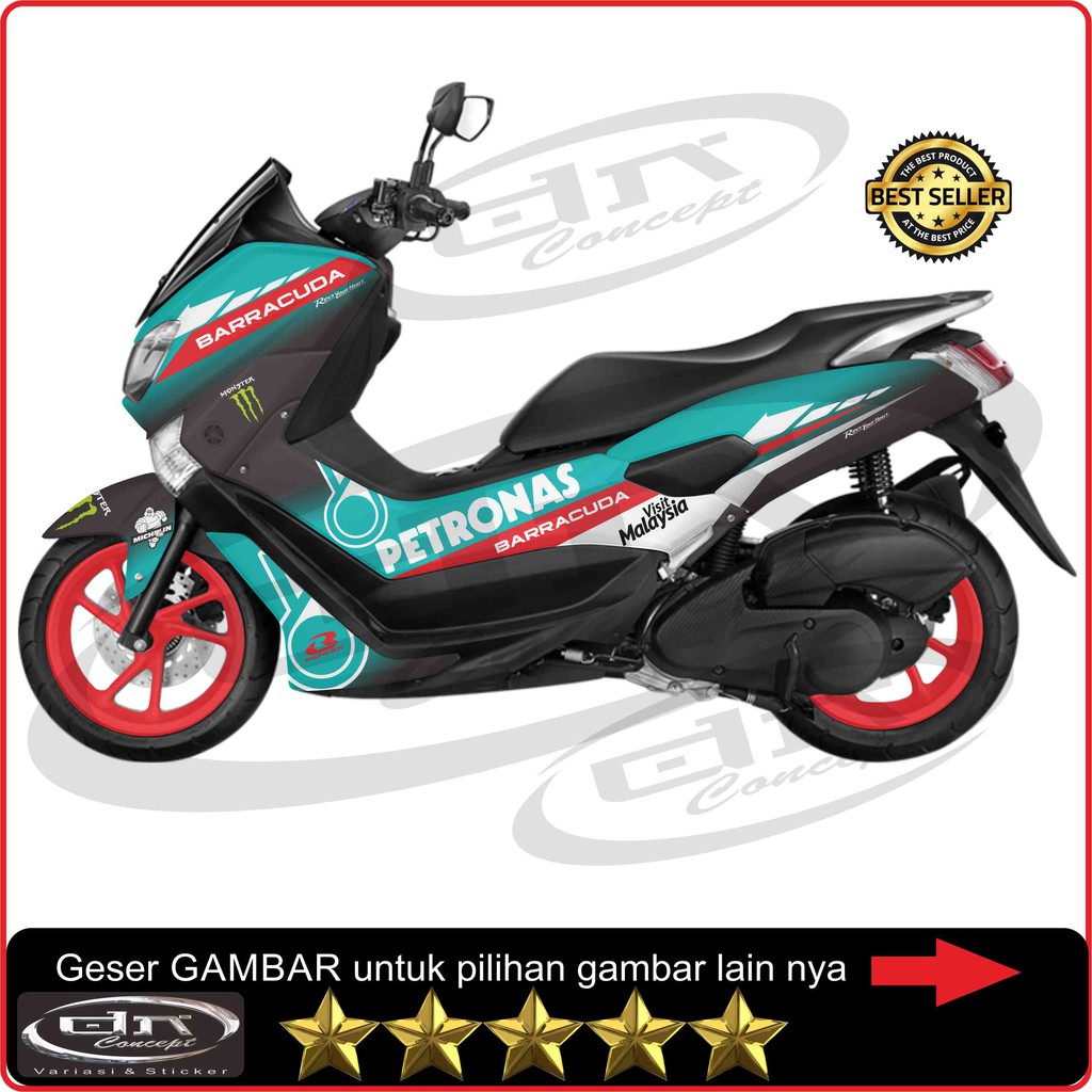 Decal Stiker NMAX old lama 2015 2016 2017 2018 2019 Full Body Variasi PETRONAS BARRACUDA RCB  Sticke