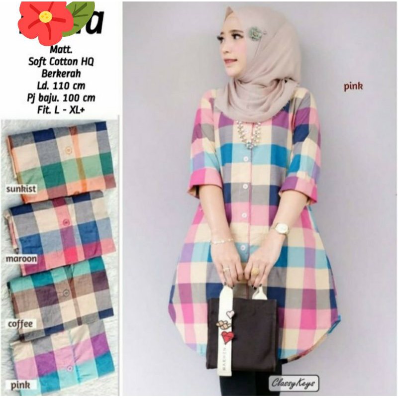 Baju Wanita Big Size/Kemeja Jumbo/Baju Lebaran Lev Kotak