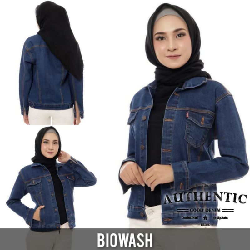 Jaket Jeans Wanita/Cewek Bioblitz | Biowash | Hitam | Garmen Terbaru