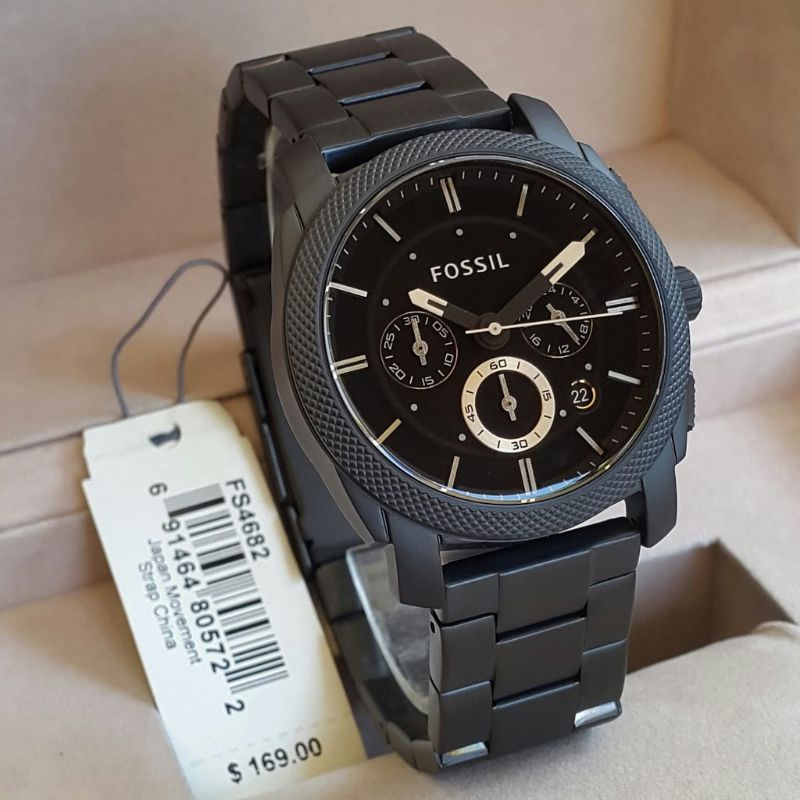 JAM TANGAN PRIA TERLARIS FS-4682 SERIES STRAP STAINLESS HITAM