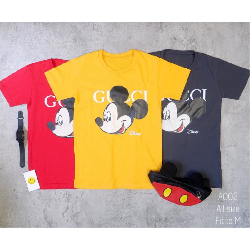 A002-MICKEY MOUSE KAOS BRANDED GUCCI TEE DISNEY CUTE supplier grosir baju wanita