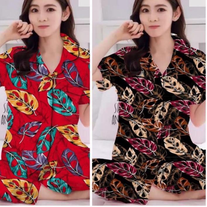 ✷ amoi_fashion CP PIYAMA daun janda bolong/2 warna/motif terbaru/goodquality ™