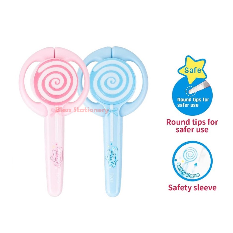 Deli Gunting dengan penutup Gunting lolipop Gunting lolypop Fancy scissors - E6069