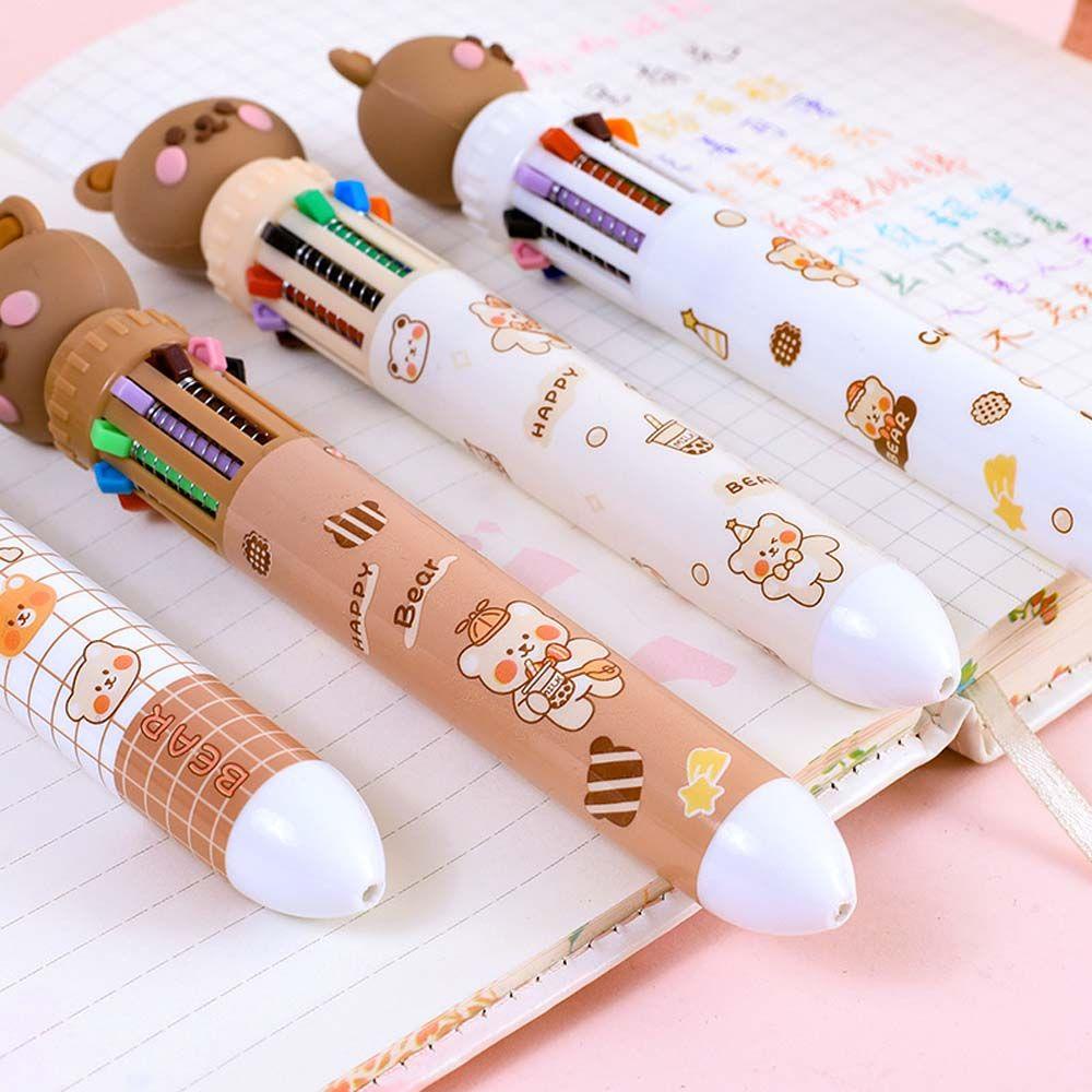 【 ELEGANT 】 Kartun Beruang Bolpoin Lucu Novelty Belajar Menulis Perlengkapan Handwriting Perlengkapan Kantor Pulpen Menulis Siswa