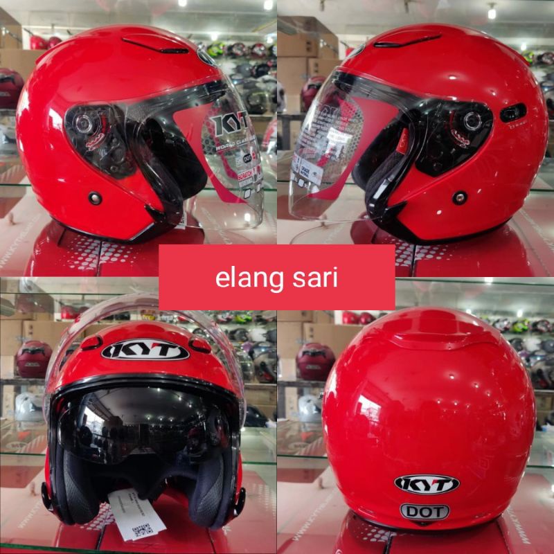 HELM KYT DJ MAXI MERAH FERARI_DOUBLE VISOR HELM HALF FACE KYT