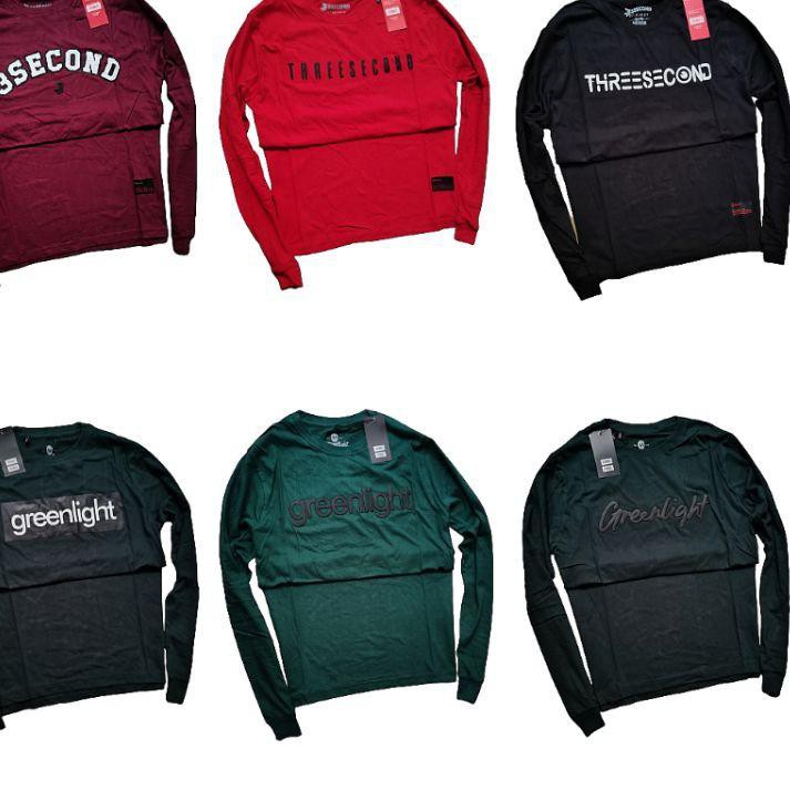 ☜ 3second lengan panjang pria - Kaos lengan panjang pria 3SECOND ℮