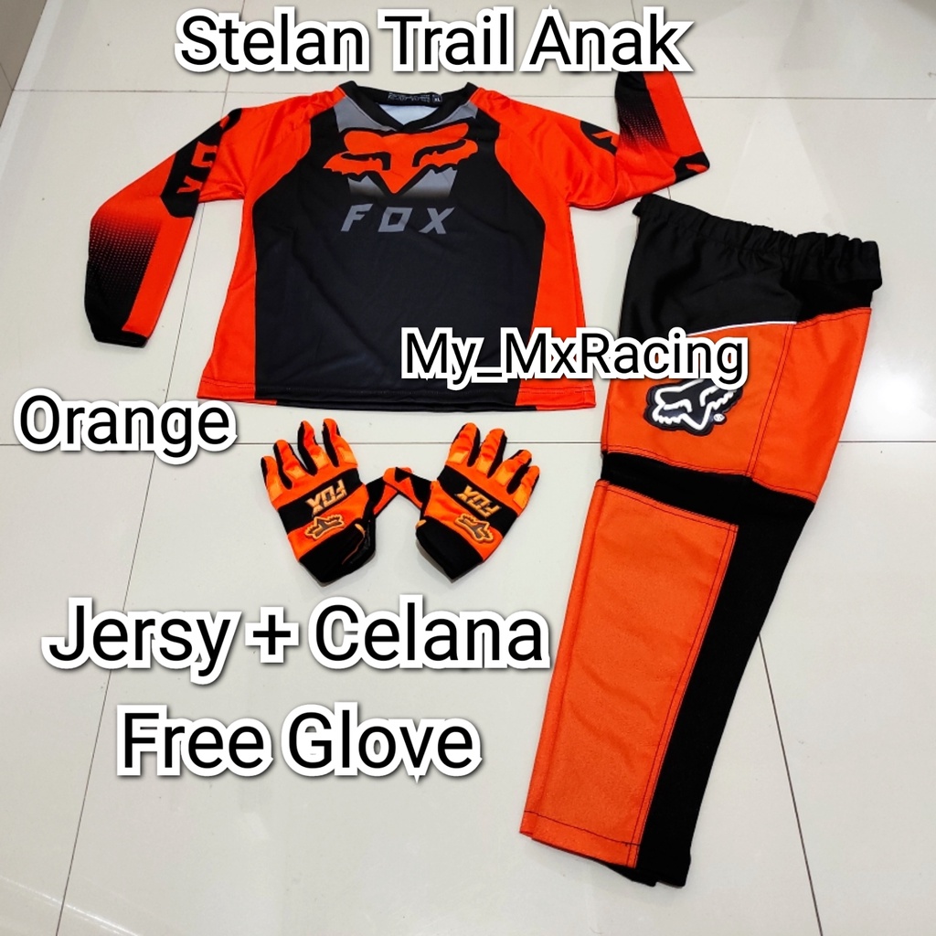 PROMO  STELAN ANAK Jerseyset TRAIL CROSS- Jersey set Trail ANAK 4 SAMPAI 12 TAHUN- BISA BAYAR DI TEMPAT Jersey &amp; Celana Motocross - Jersey Trabas F010- Jersey Stelan MX Cross - Satu Set Jersey &amp; Celana FREE GLOVES - Jersey PREMIUM - Celana Cordura