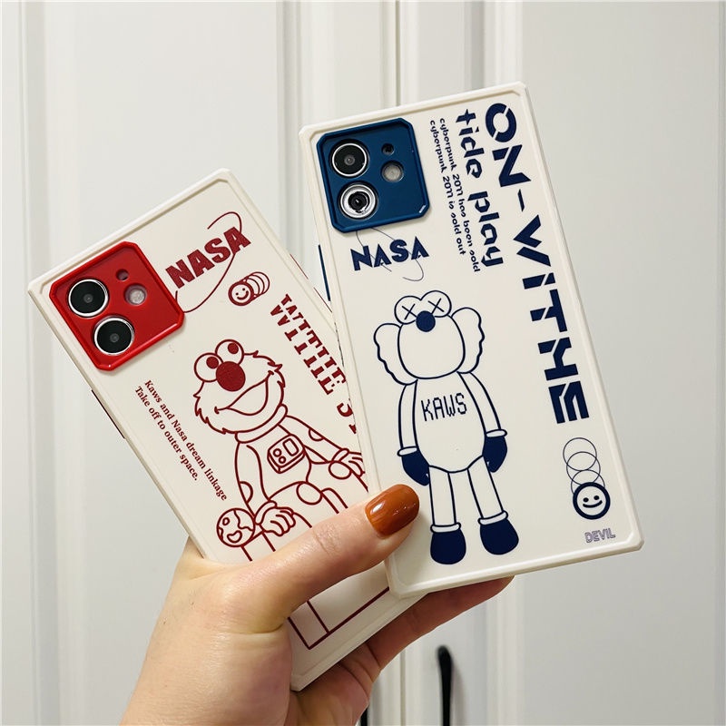 Two color nasa pattern phone Case for IPhone 11 12promax IPhone 7 8Plus Smooth SE X XS Cartoon Cute Anti-drop XR XSMAX Cute 11 11pro 11promax Soft Silicone mobile cover Hlna