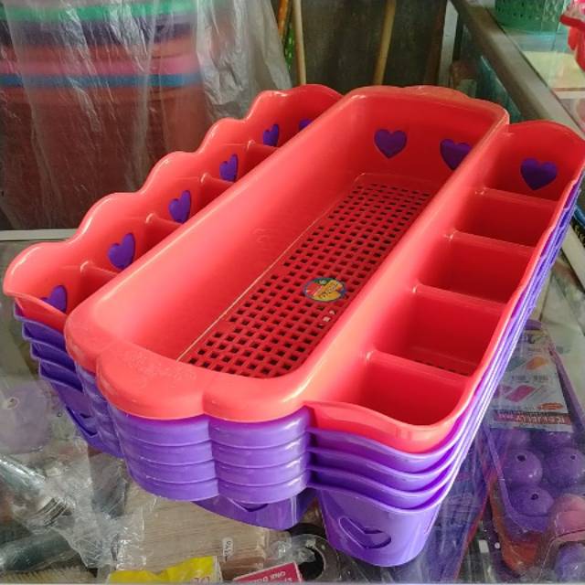 Rak Aqua gelas plastik 10 lubang dengan tempat toples ditengahnya