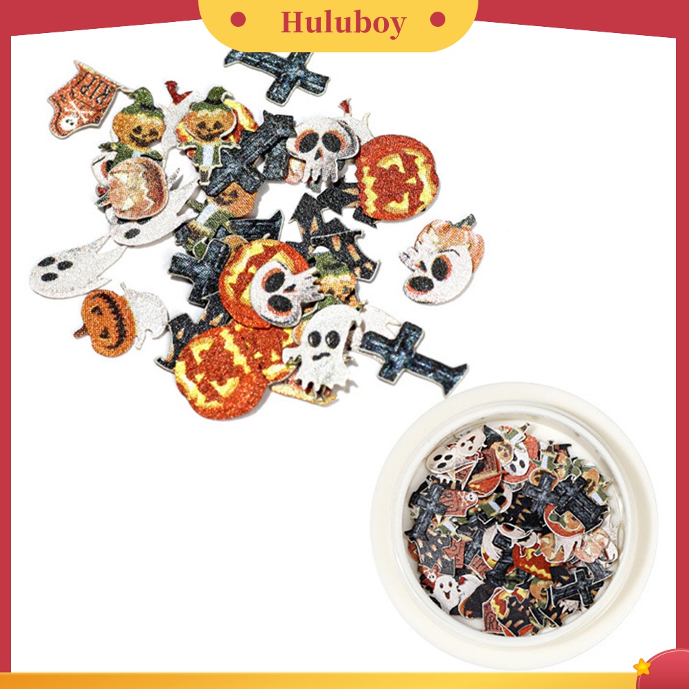 Huluboy Huluboy♡ Stiker Kuku Motif Labu Hantu Laba-Laba Penyihir Halloween Warna-Warni Untuk Dekorasi