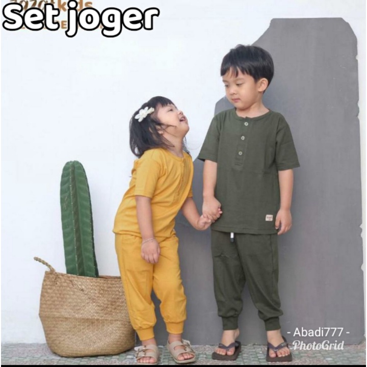 Stelan Baju Anak 2021 Model Terbaru Kiano Anak Laki Laki Dan Perempuan Set joger Anak Pakai Kancing Baju Anak Unisex