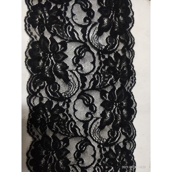 Renda bordir elastis/karet renda melar besar renda mukena renda baju hitam