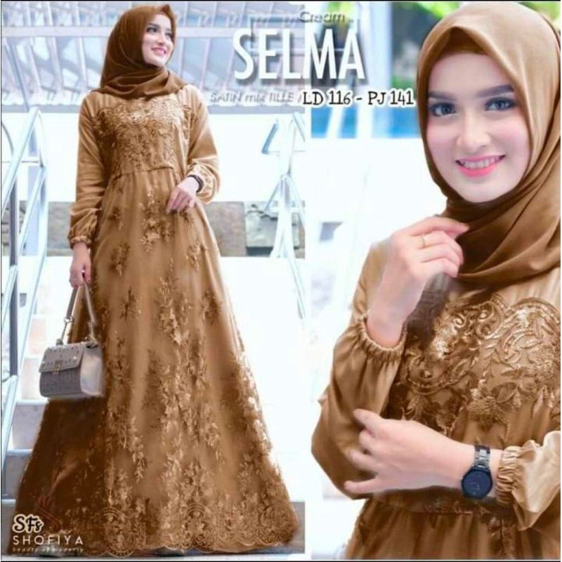 (BISA DIBAYAR DI TEMPAT COD)GAMIS SELMA JUMBO LD 120CM DAN STANDAR/BUSUI ZIPPER DEPAN