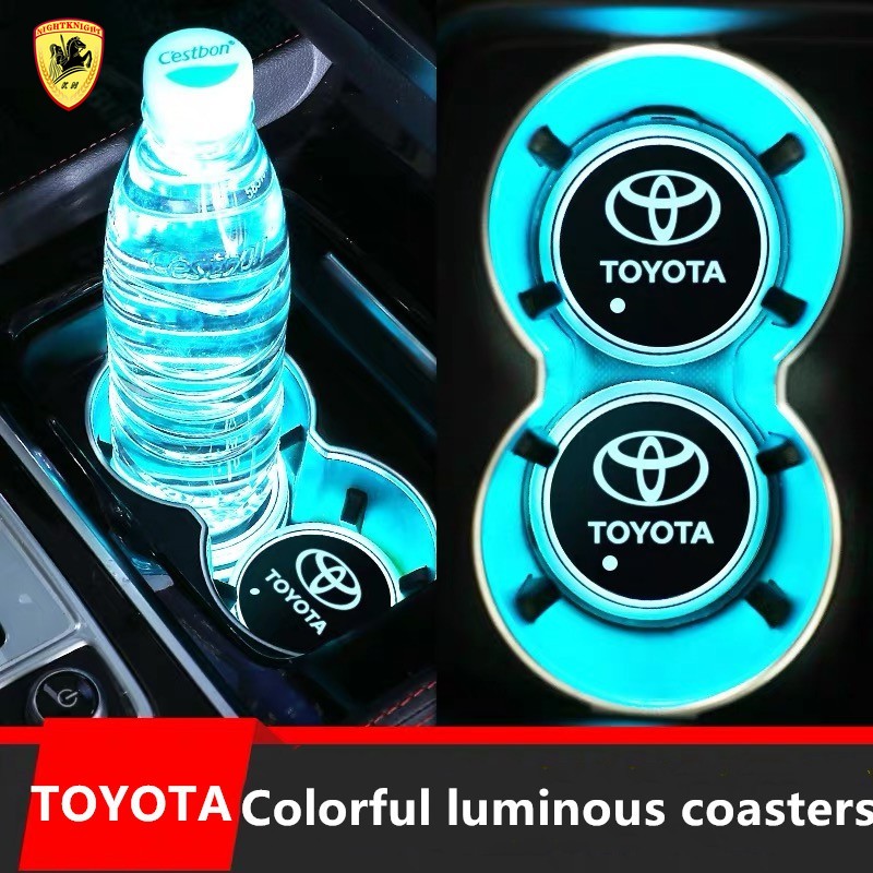 Mobil tatakan air Penutup Mobil Alur Alas Piala Air Pad Lampu Led Warna-warni for Toyota Camry Altis Vigo Fortuner CHR Vios Yaris Ativ Hilux REVO Avanza sienta hiace commuter innova Fortuner