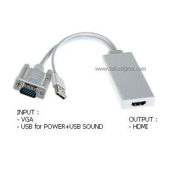 VGA m + USB sound TO HDMI CONVERTER CABLE 25cm