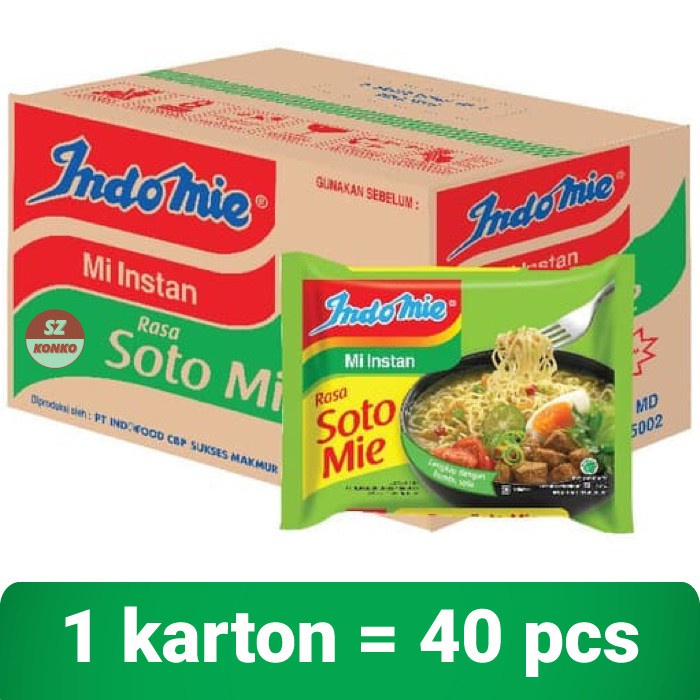 

NOODLES/MIE INSTANT INDOMIE KUAH RASA SOTO MI KEMASAN DUS ISI 40 PCS