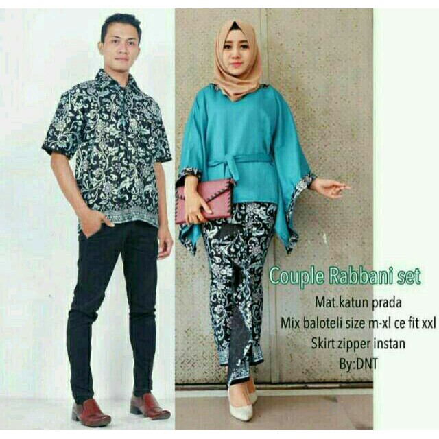 New arrival baju Batik couple rabbani pria dan wanita Asli Pekalongan bahan katun BAP090518 promo