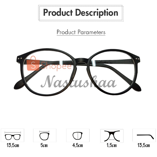 Kacamata Lensa Transparan Retro Vintage Plastic Frame Eyeglasses Kacamata Fashion Untuk Pria dan Wanita Bingkai Oval Gaya NO CASE