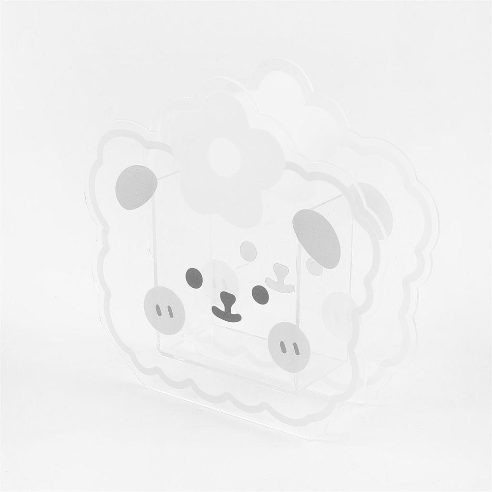 Lanfy Tempat Pulpen Akrilik Aksesoris Meja Kantor Beruang Kelinci Transparan Kartun Alat Tulis Kosmetik Kotak Penyimpanan