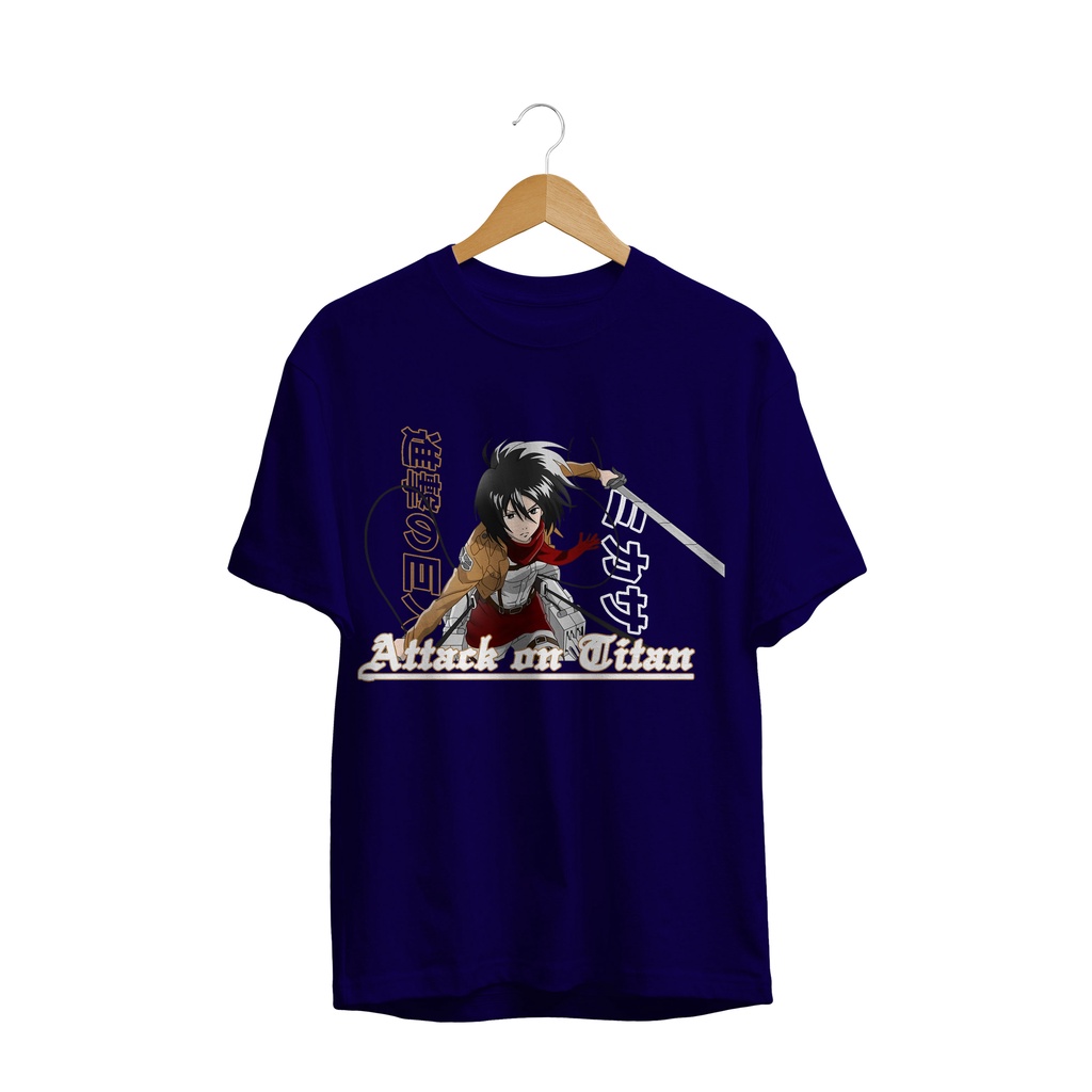 T-SHIRT KAOS DISTRO ANIME ACKERMAN FIGHTER MIKASA SHINGEKI NO KYOJIN AOT PREMIUM