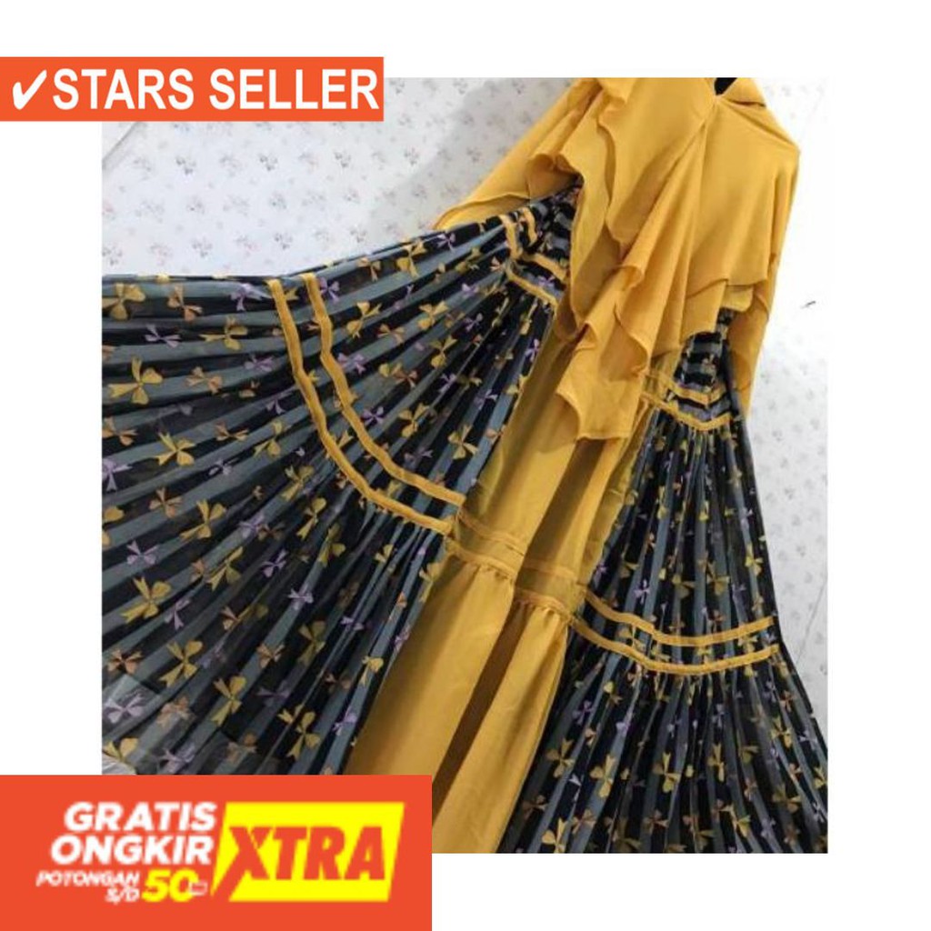 BAJU MUSLIM TERKINI TERBARU WANITA MURAH CEWE ASLI / CERUTY PRINTING SYAR I