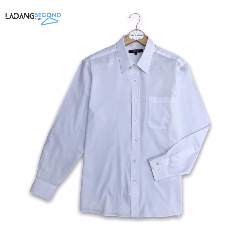 G2000 Original Kemeja Lengan Panjang Pria Putih Second Branded Thrift Like New