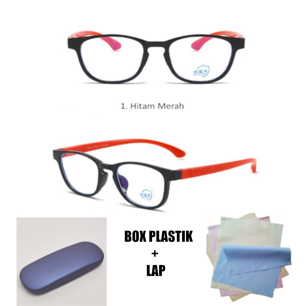 Ready Stock Kacamata anti radiasi anak anak/Pelindung Cahaya Biru Yang Fleksibel Blue Light 8901