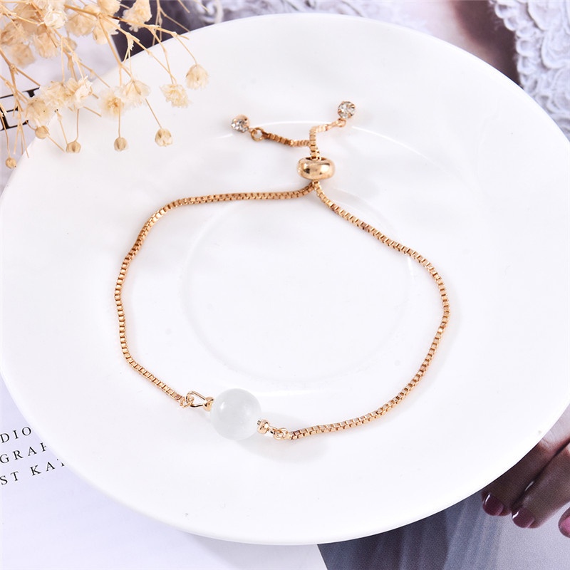 Korea Fashion Sederhana Desain Gelang Serut Ukuran Adjustable Manis Perhiasan Wanita-Won-Won-01#White