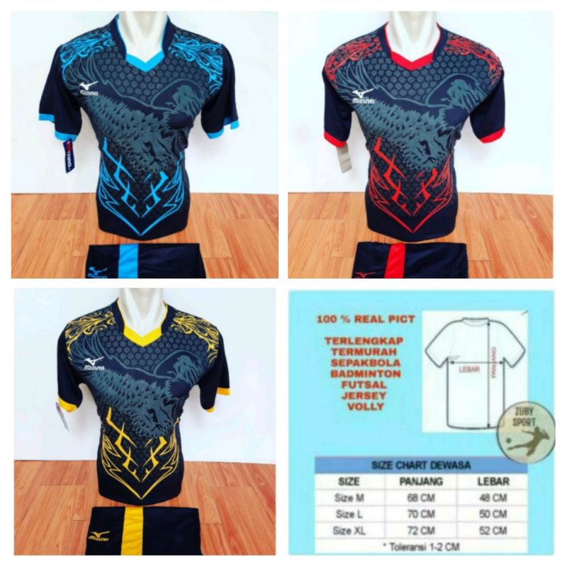 baju olahraga Jersey mizuno sepak bola,voli, dan badminton dll bahan bagus di pakai nyaman untuk cow