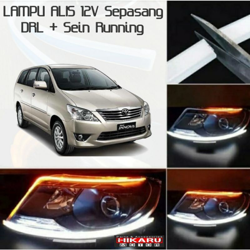 Lampu Alis Mobil Kijang INNOVA Led Drl Sein Running Sen Jalan Sepasang Slim High Quality Keren