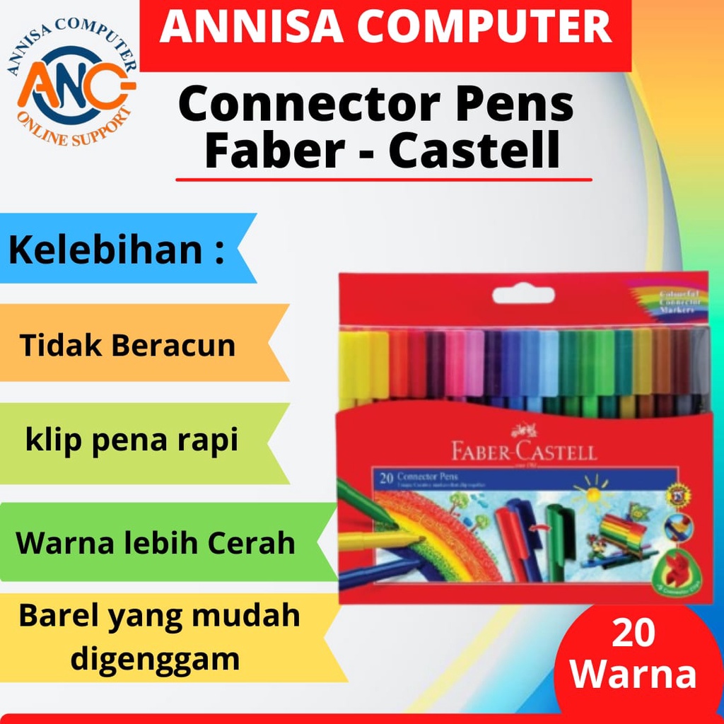 

Connector Pens Faber - Castell 20 Warna / Spidol Warna / Murah / ORI