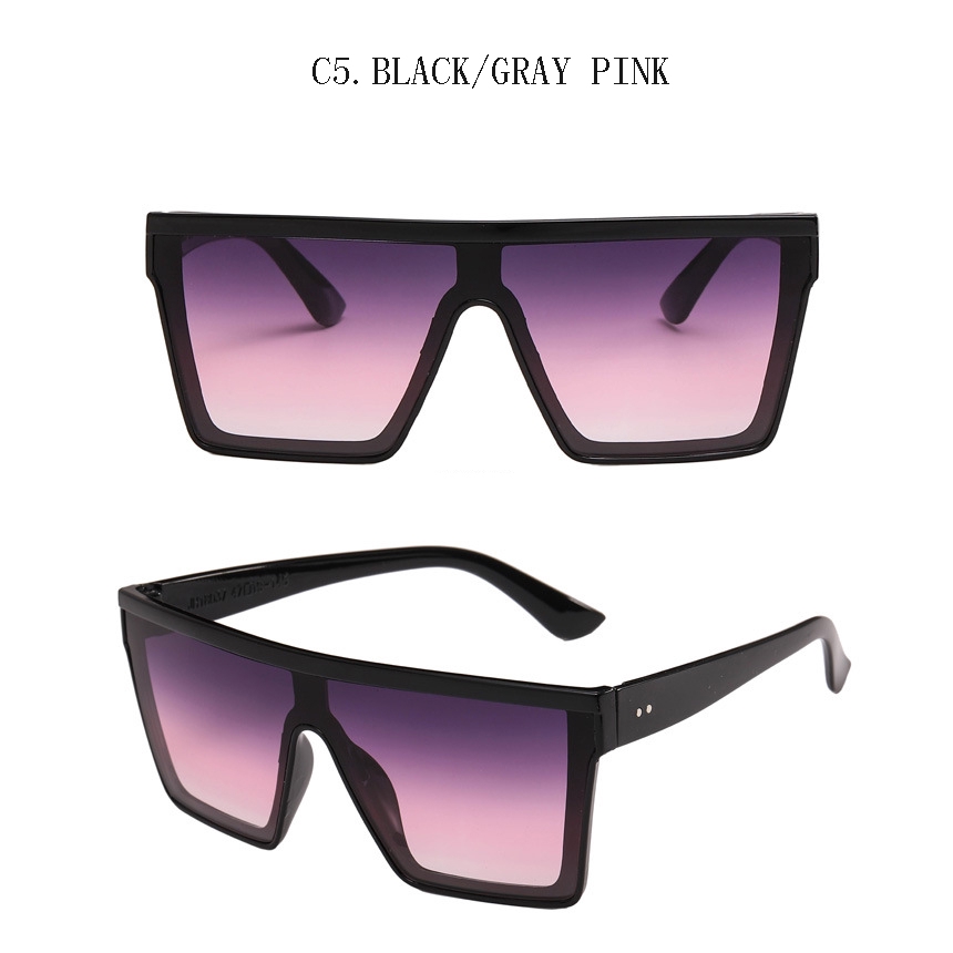 Kacamata Hitam Lensa Gradasi Bentuk Kotak Oversized Gaya Retro Untuk Wanita