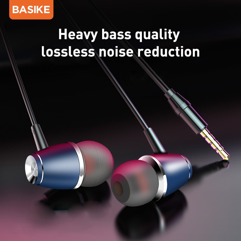 Handsfree Headset BASIKE Super Bass Headset earphone with Mic Android iPhone Original Stereo