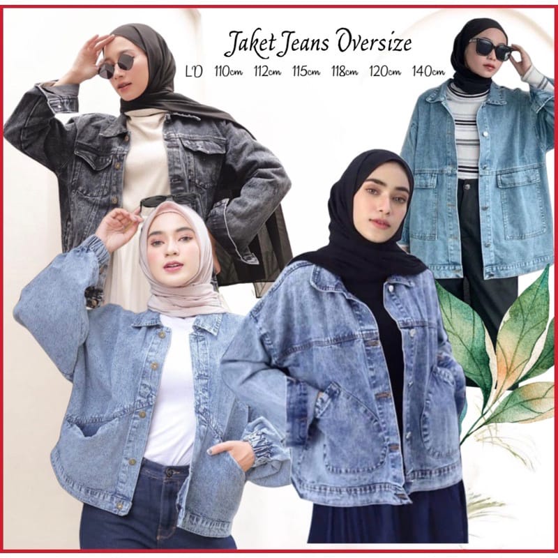 Jaket Jeans Wanita oversize balon LD 100cm LD120cm
