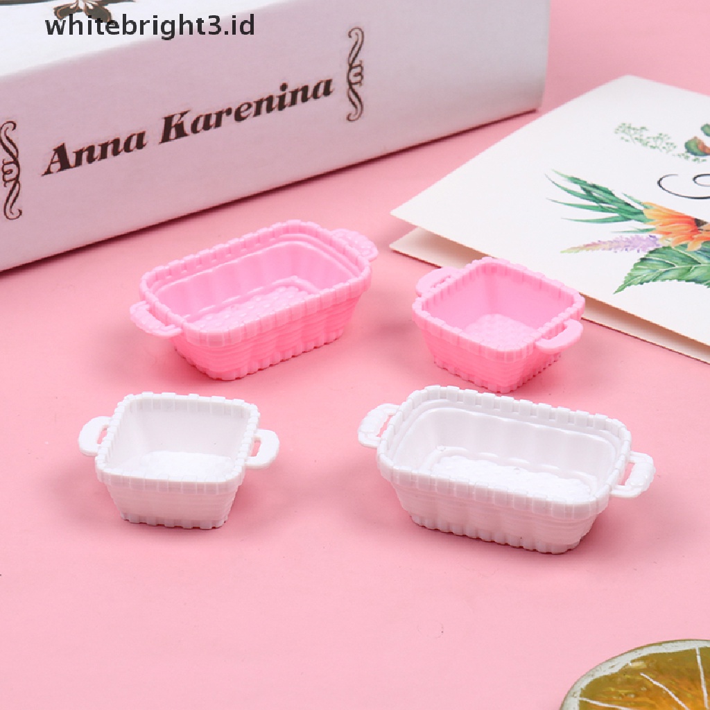 {whitebright3.id} 4Pcs Environmental Miniature Food Model Decoration Dollhouse Accessories Basket ,