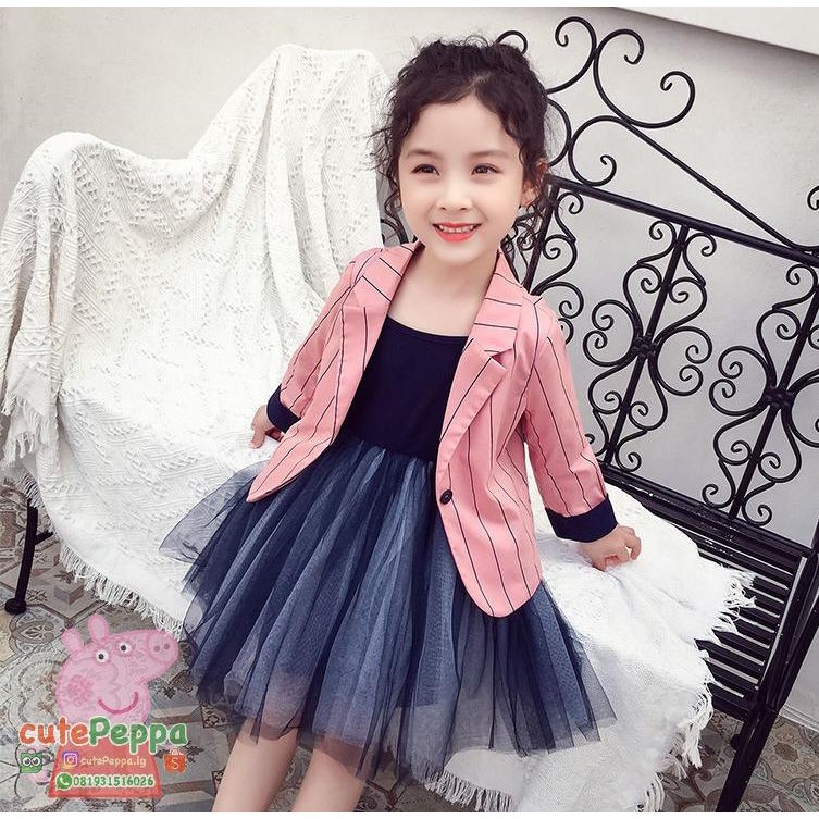 (2-4 th) Blazer blaser anak cewek korea impor katun premium / jaket anak perempuan import