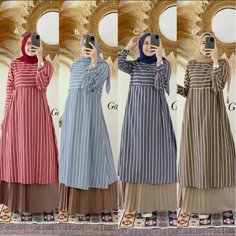 STELAN PRISKET VIOLINE 20 BY GAGIL SETELAN TUNIK ORIGINAL SET TUNIK ROK PLISKET PREMIUM