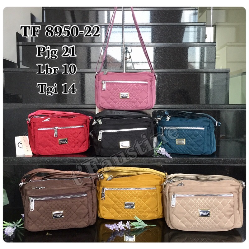 Tas selempang t’Faustine impor 8950-22 bahan kanvas