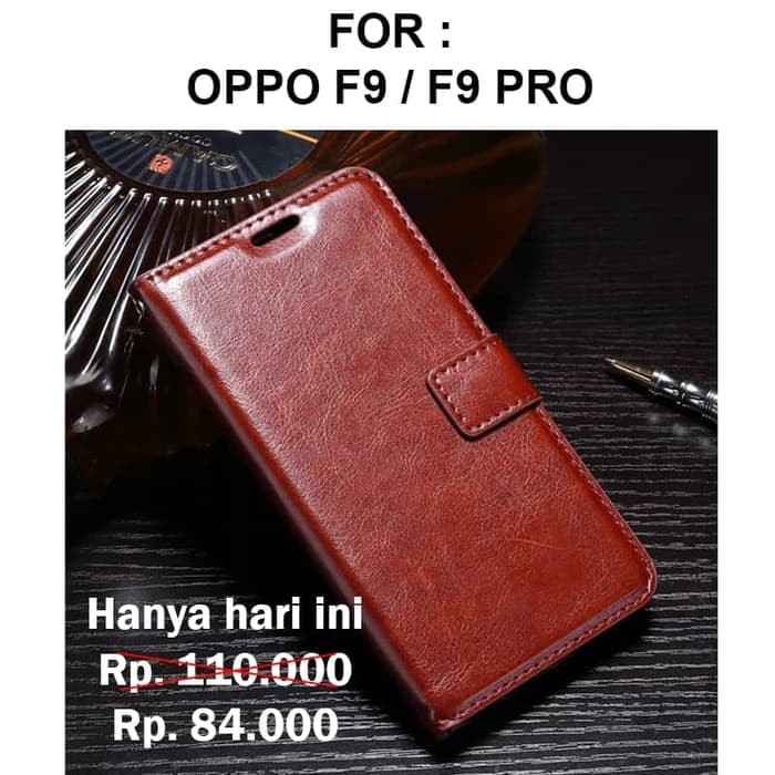 Case Oppo F9 Pro Plus casing hp dompet kulit premium FLIP COVER WALLET
