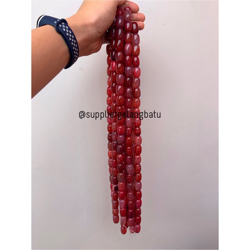 batu alam Penden simba tabung red agate serat 2 x 1,5 cm merah agatis