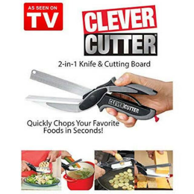 CLEVER CUTTER 2 IN 1 KNIFE &amp; CUTTING BOARD - GUNTING PISAU SERBAGUNA