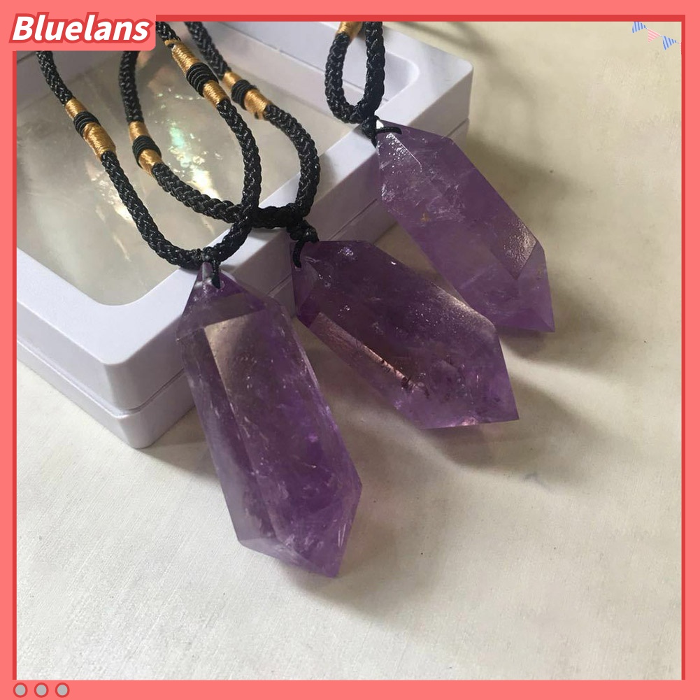 Bluelans Kalung Liontin Heksagonal Batu Amethyst Imitasi Untuk Penyembuhan