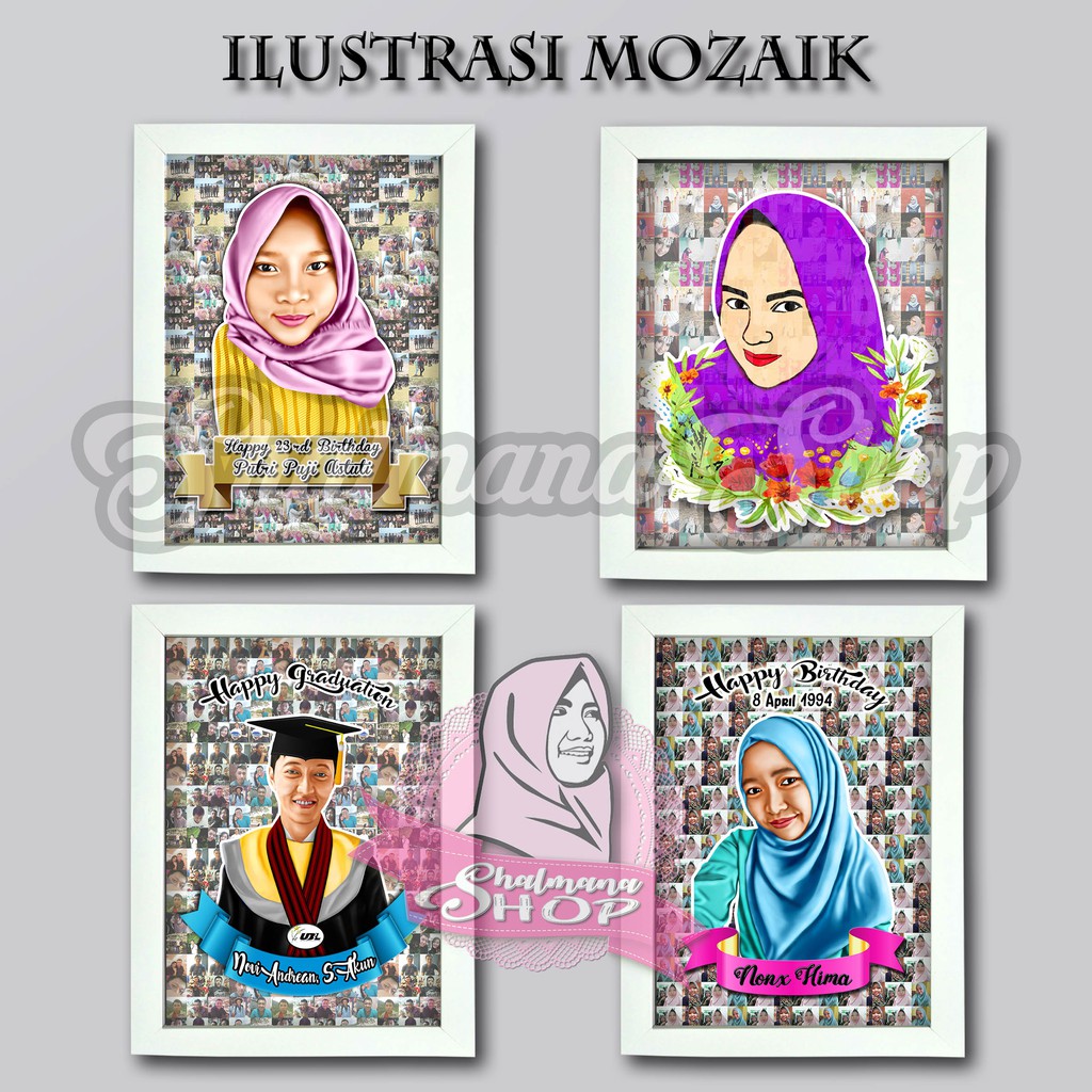 Cetak Uk A4 Gambar Ilustrasi Kartun Mozaik Murah Shopee Indonesia