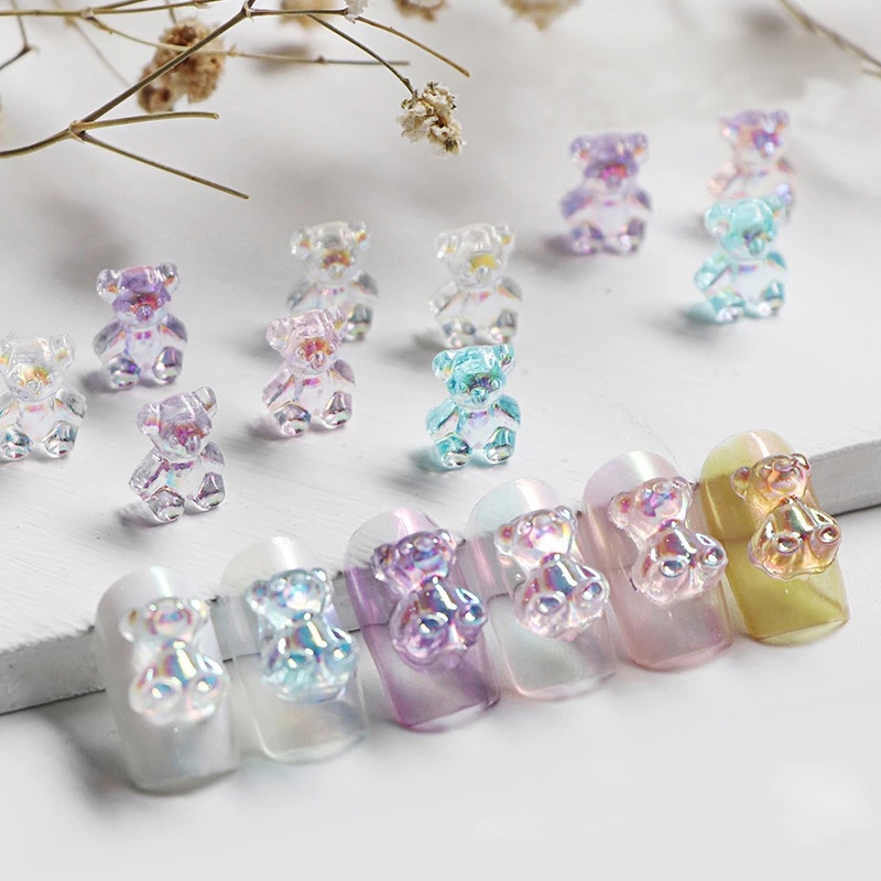 [Featured] 1 Pc Aurora Kawaii Bear Accessories Resin Nail Crafts