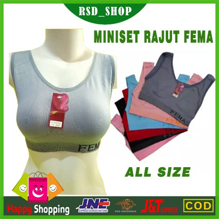 MINISET RAJUT WANITA DEWASA - BRA Miniset sport bra merk FEMA