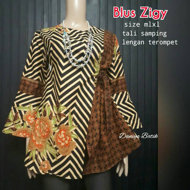 Blus Zigy Mataraman Tumpal Atasan Baju Batik Peplum Kombinasi Sogab Ethnic Classic Exclusive