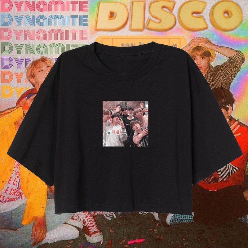 CROP TEE BTS AESTHETIC COLLECTION | BAJU KAOS CROP TOP ARMY KOREA OVERSIZE HITAM WANITA CROPTEE ARMY