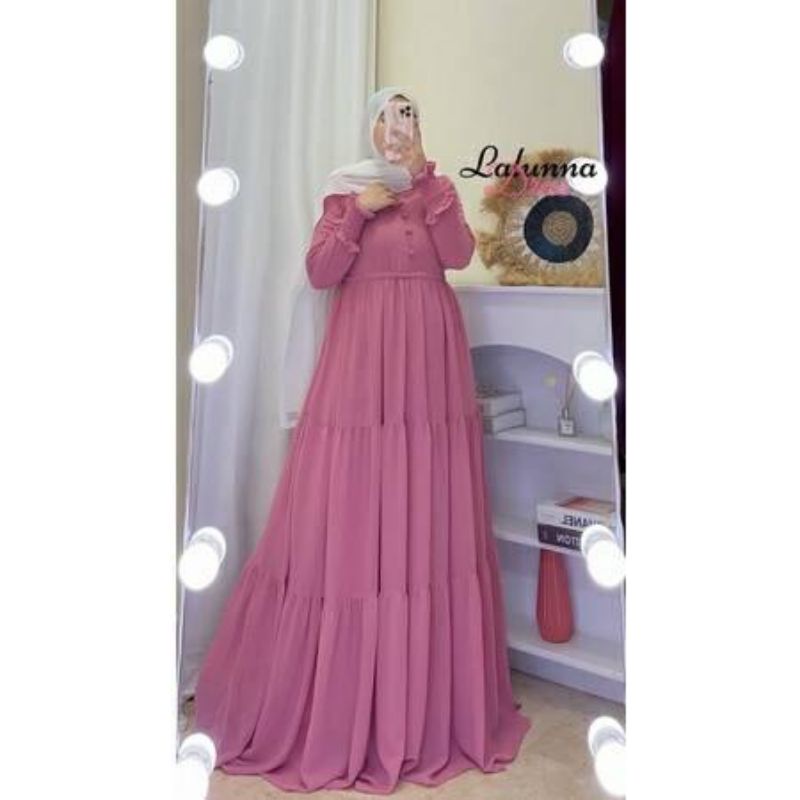 T.R - Gamis Terbaru CerutyBabydol Terlarus / Azzura Dress / Gamis Mewah Ceruty Terlaris 2021 / Gamis Ceruty Jumbo / Gamis Polos /Wd-Laluna Dusty